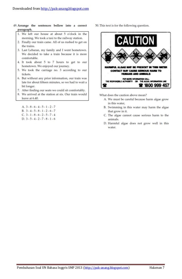 Pembahasan Soal Un Bahasa Inggris Smp 2013