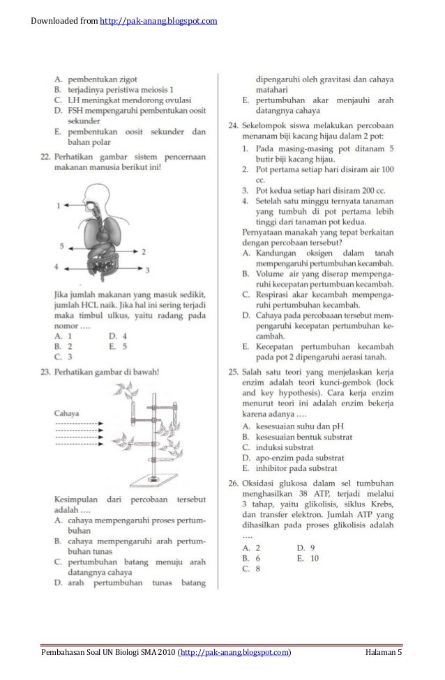 Kumpulan soal un sma biologi