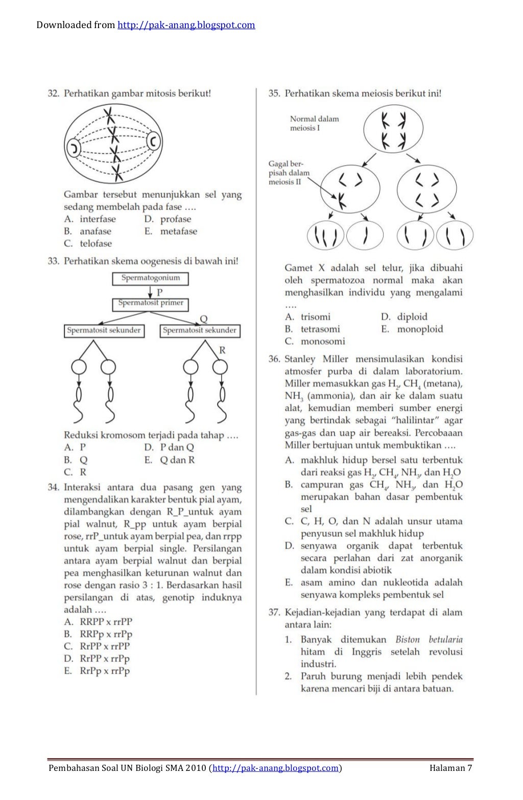 Pembahasan soal un biologi sma 2010 ryan akbar