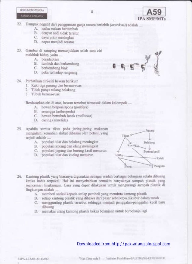 Soal Un Ipa Smp Dan Pembahasannya Pak Anang Bacaan Siswa