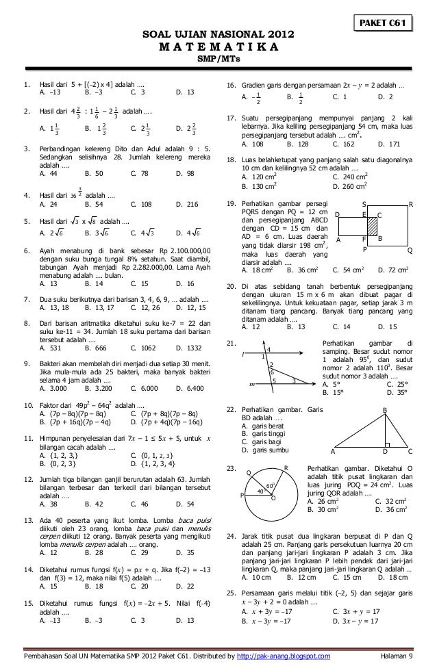 Viral Contoh Soal Ujian Paket C Matematika Paling Populer