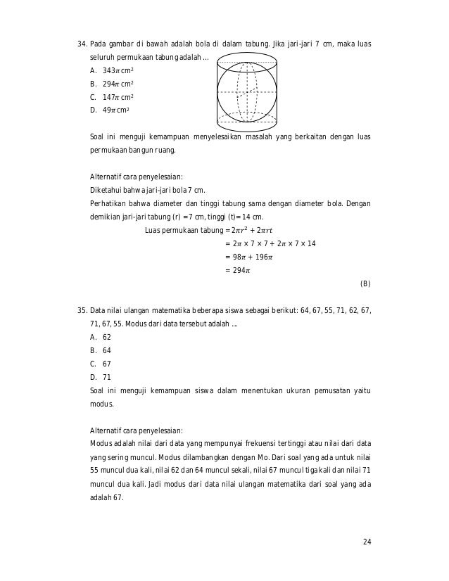 Pembahasan soal un matematika smp ta 2012