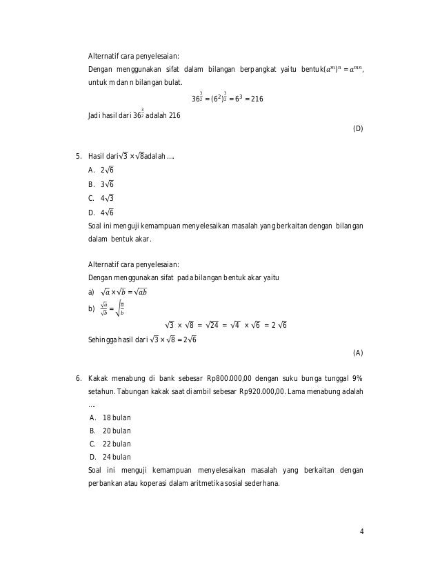 Pembahasan Soal Un Matematika Smp Tahun 2012