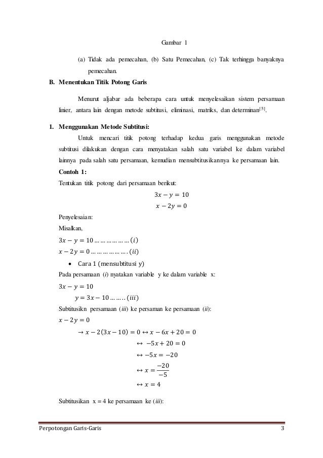 Pembahasan Makalah Perpotongan Garis Geometri Analitik Pembahasan Makalah Perpotongan Garis Geometri Analitik