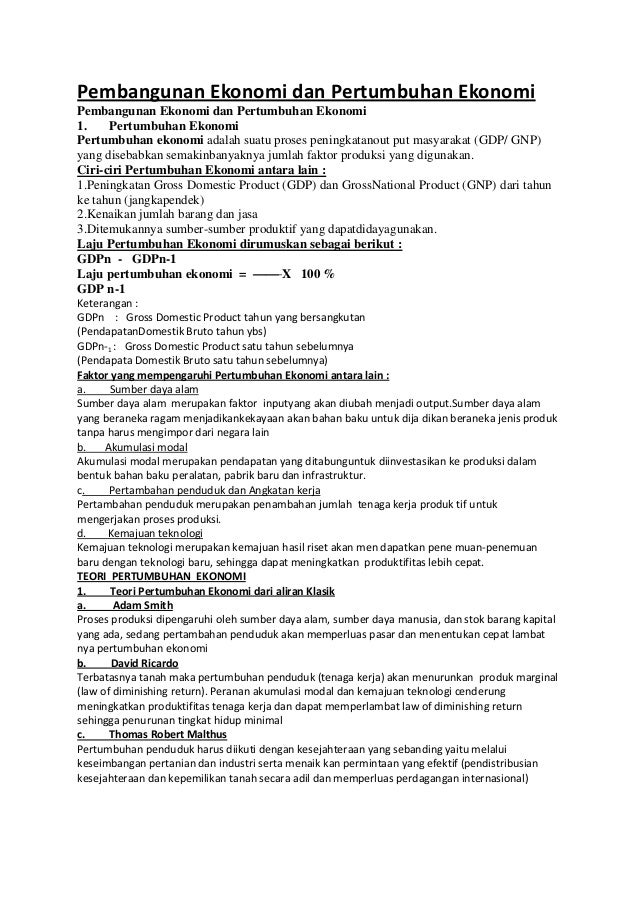 Pembangunan Ekonomi Dan Pertumbuhan Ciri2 Pembangunan Ekonomi Dan Pertumbuhan Ciri2