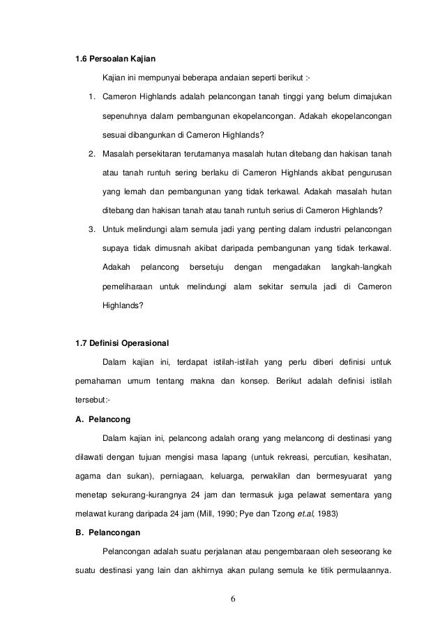 Pembangunan Ekopelancongan Di Cameron Highlands Satu Kajian Kes