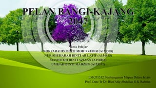 Nama Pelajar
NORFARAHIN BINTI MOHD ZUBIR (A155308)
NUR SHUHADAH BINTI AB LATIF (A154815)
MASHITOH BINTI AZIZAN (A154816)
UMIJAH BINTI MADZEN (A153332)
LMCP1552 Pembangunan Mapan Dalam Islam
Prof. Dato’ Ir Dr. Riza Atiq Abdullah O.K Rahmat
 