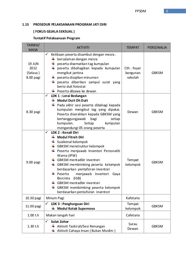 program pembangunan sahsiah diri program pembangunan sahsiah diri