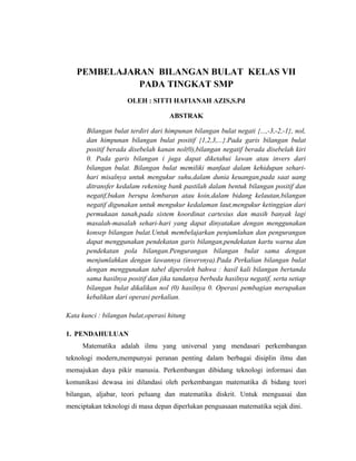 Pembelajaran bilangan-bulat-kelas-vii-smp-hafiana | DOC