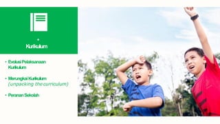• EvolusiPelaksanaan
Kurikulum
• MerungkaiKurikulum
(unpacking the curriculum)
• PerananSekolah
•
Kurikulum
 