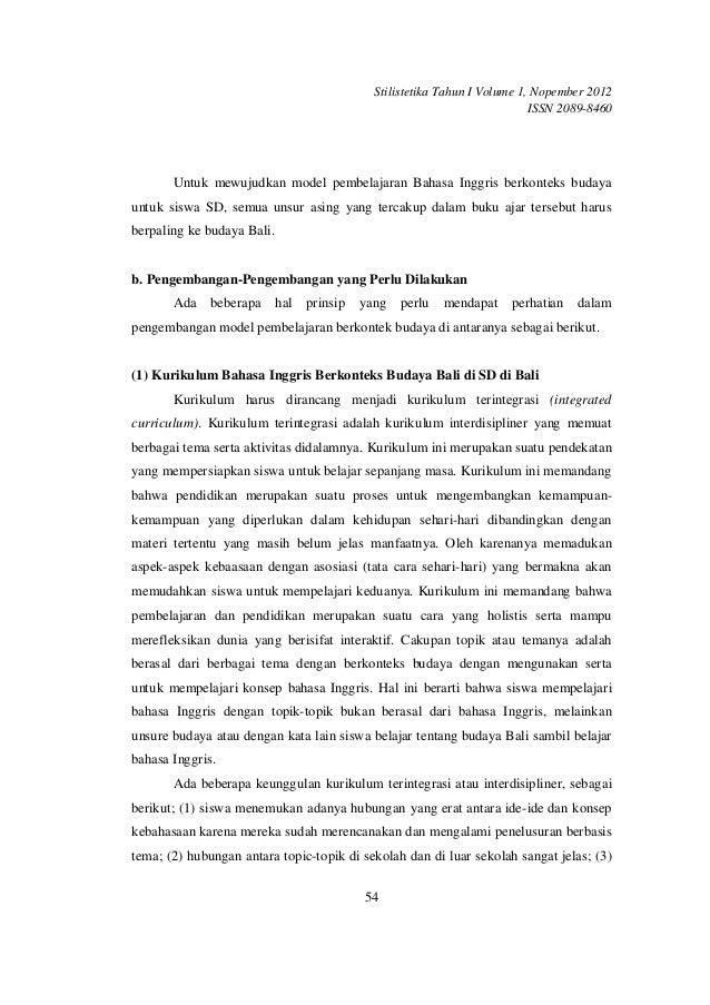 Pembelajaran bahasa inggris berkonteks budaya bali