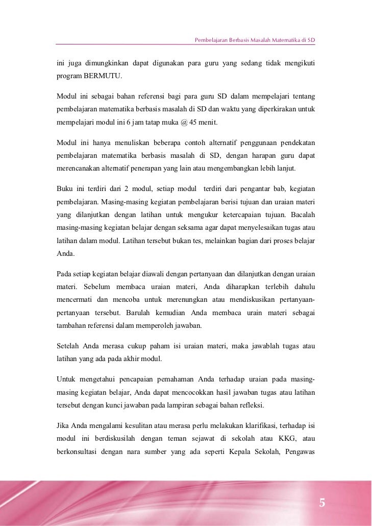 Pembelajaran Berbasis Masalah Matematika di SD