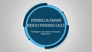 PEMBELAJARAN
BERDIFERENSIASI
Pembelajaran untuk Memenuhi Kebutuhan
Belajar Murid
 