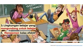 4. Manajemen kelas efektif
3. Lingkungan belajar yang
mengundang untuk belajar
 