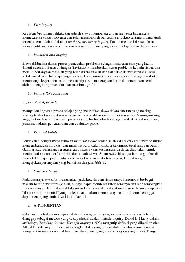 Pembelajaran Inquiry Dan Discovery