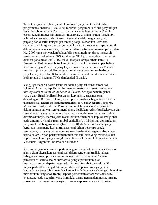 Nasionalisasi Aset Belajar Dari Bolivia