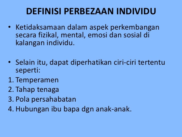 Perbezaan Individu Dan Gaya Pembelajaran