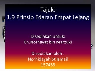 Tajuk: 
1.9 Prinsip Edaran Empat Lejang 
Disediakan untuk: 
En.Norhayat bin Marzuki 
Disediakan oleh : 
Norhidayah bt Ismail 
157453 
 