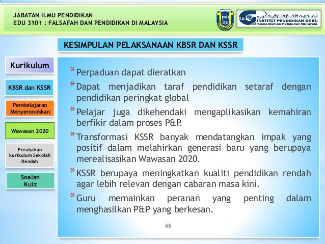 Pembentukan dan Pelaksanaan KBSR dan KSSR Pembentukan dan Pelaksanaan KBSR dan KSSR