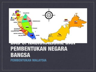 BAB 3: NASIONALISME DAN
PEMBENTUKAN NEGARA
BANGSA
PEMBENTUKAN MALAYSIA
 