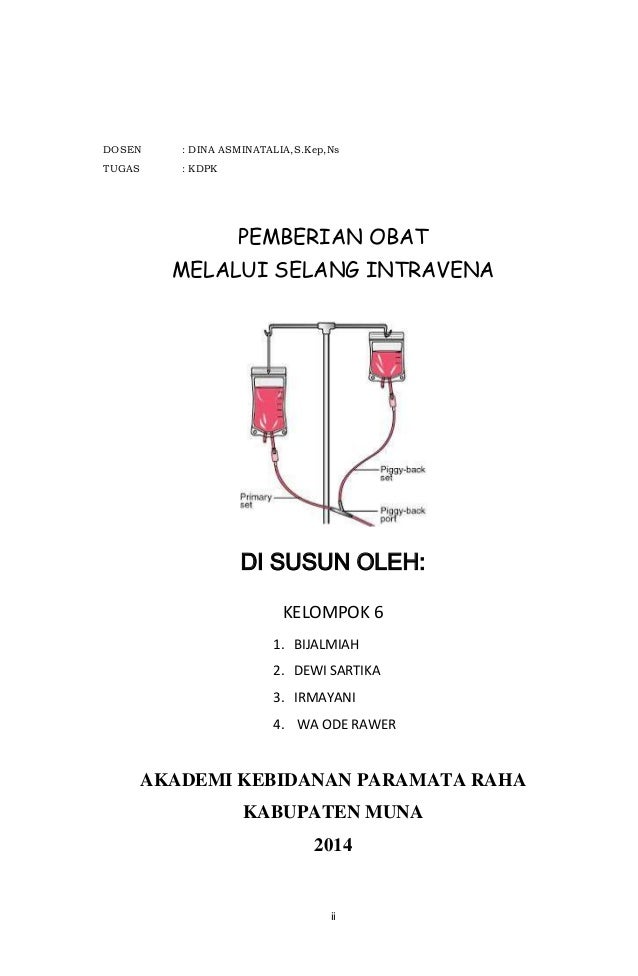 Pemberian obat melalui selang intravena