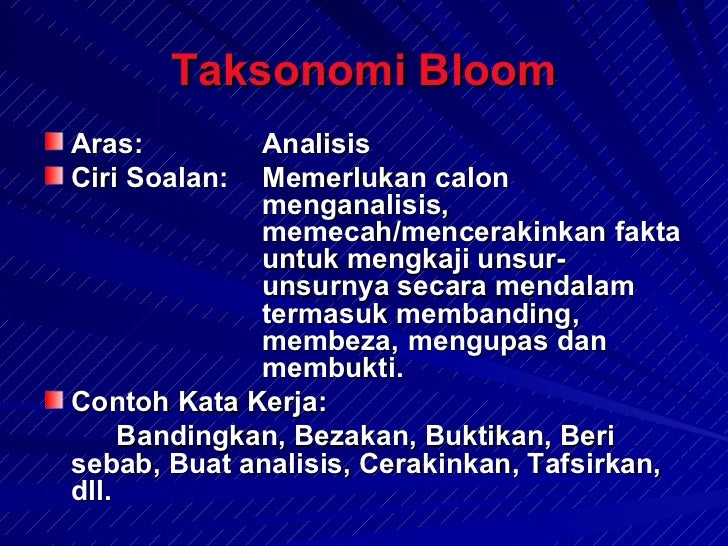Contoh Soalan Analisis Taksonomi Bloom - Rasmi Suc