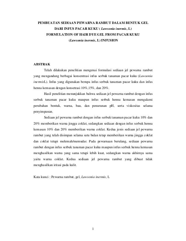 Pembuatan sediaan pewarna rambut 2