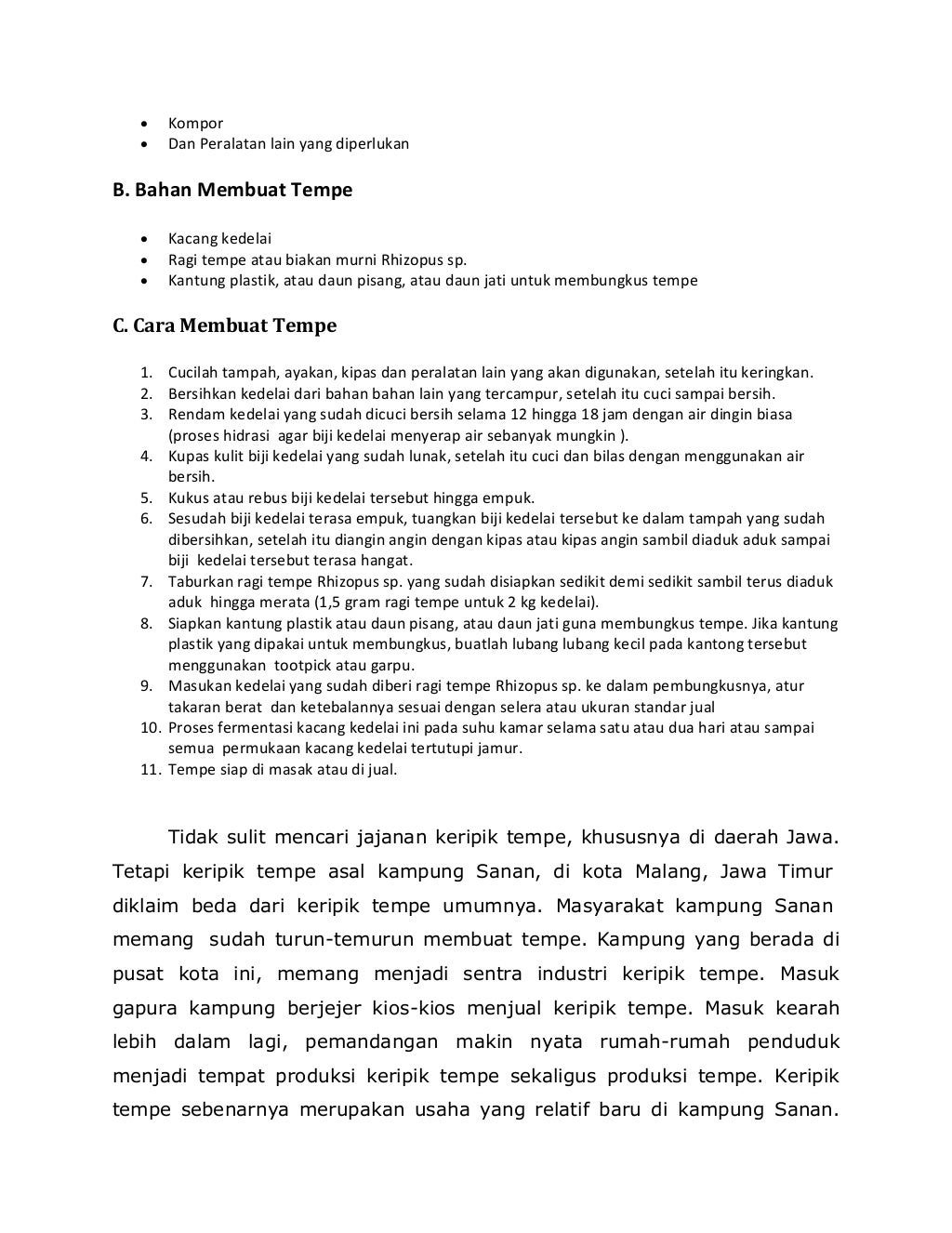 Pembuatan Tahu dan Tempe