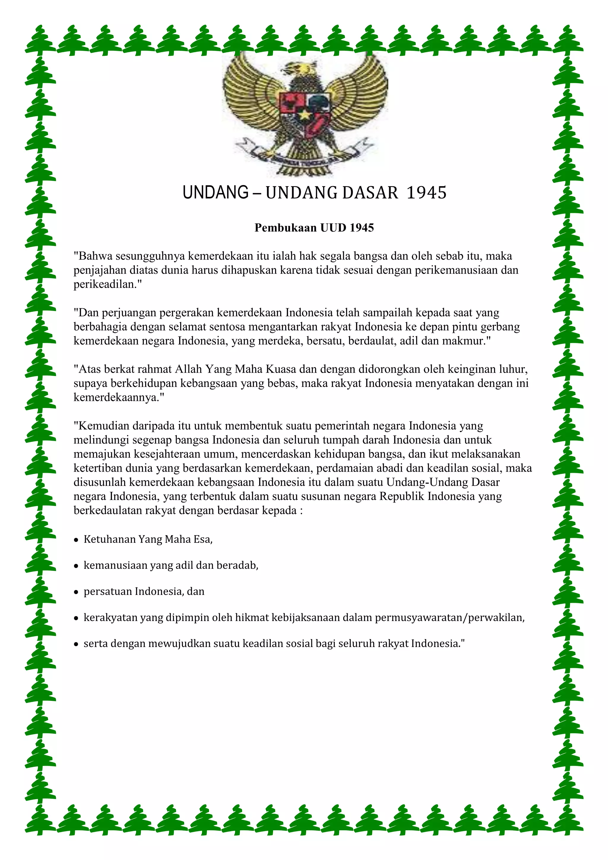 Pembukaan UUD 1945 | PDF