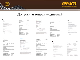 Допуски автопроизводителей 
