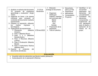 1- Analizar un extracto del documento
“El proyecto de enseñanza
aprendizaje y evaluación” Sergio
Tobón.
2- Organizar en bi...