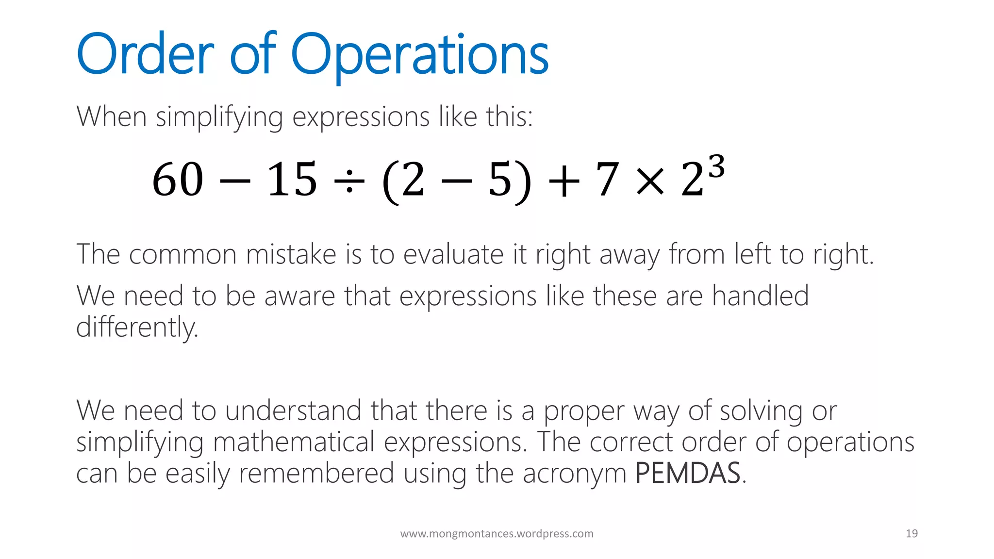 Proper Order Of Mathematical Operations