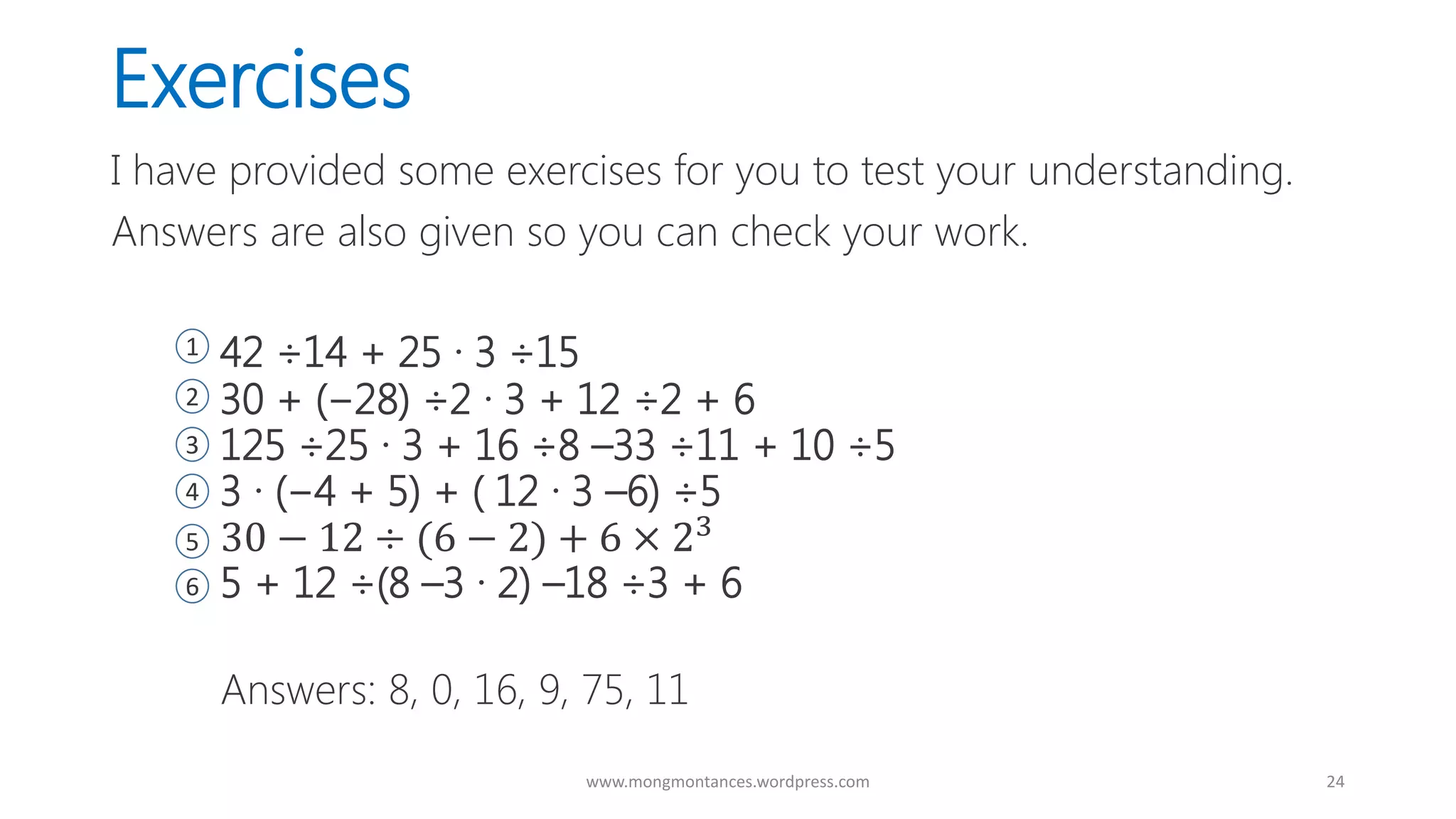 Pemdas the proper order of mathematical operations ppt