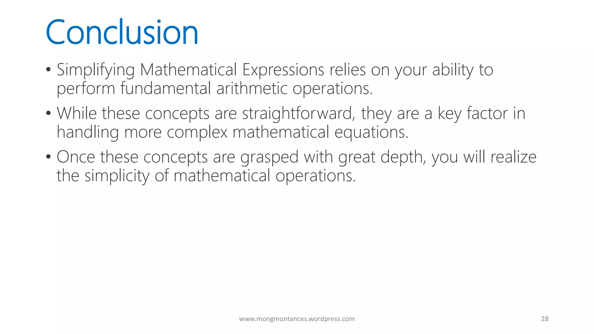Pemdas the proper order of mathematical operations ppt