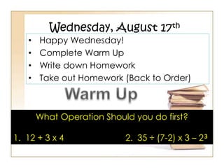 Wednesday, August 17th ,[object Object]