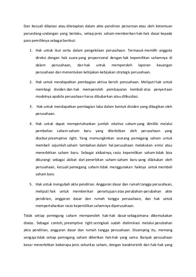 Karakteristik Pemegang Saham Adalah Sebagai Berikut Kecuali – Bali