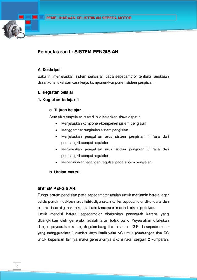 Pemeliharaan Kelistrikan Sepeda Motor