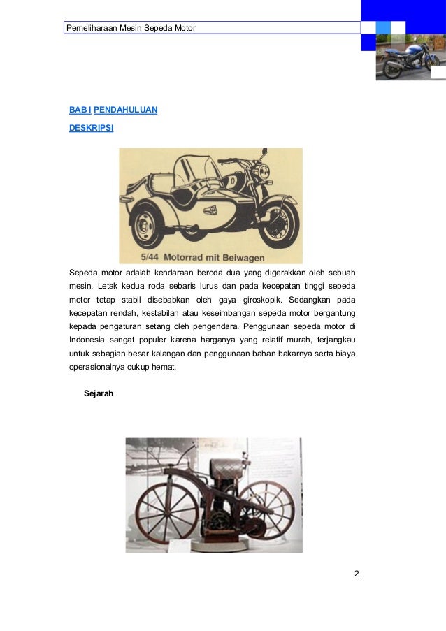 Pemeliharaan mesin  sepeda  motor 