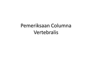 Pemeriksaan Columna
Vertebralis
 