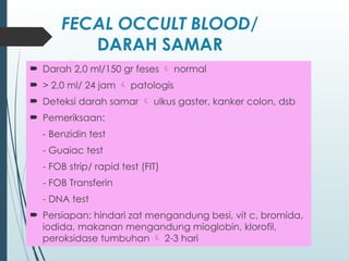Format Isian Lab Feses Pemeriksaan Feses rutin dalam laboratorium | PPTX