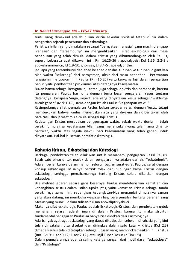 Pemikiran Dan Pandangan Teologi Paulus