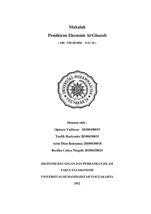 Pemikiran Ekonomi Al Ghazali