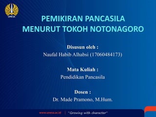 Disusun oleh :
Naufal Habib Alhabsi (17060484173)
Mata Kuliah :
Pendidikan Pancasila
Dosen :
Dr. Made Pramono, M.Hum.
 