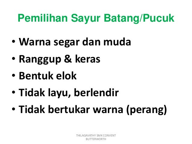Ekonomi Rumah Tangga Tingkatan 4 Pemilihan Makanan Segar