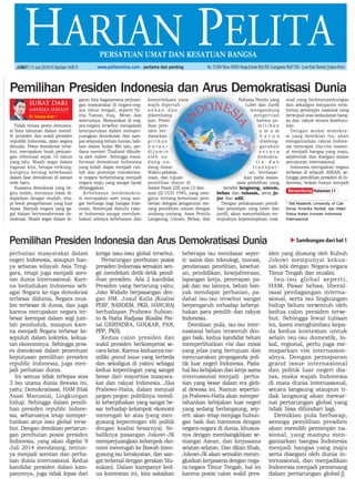 Pemilihan presiden indonesia & arus demokratisasi dunia  harian pelita halaman 1 (13 juni 2014)