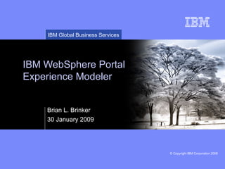 IBM WebSphere Portal Experience Modeler Brian L. Brinker 30 January 2009 