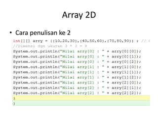 Pemrograman Java untuk Array dua Dimensi | PDF
