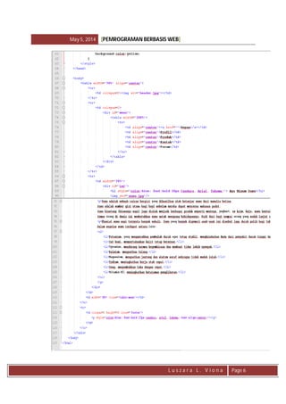 May 5, 2014 [PEMROGRAMAN BERBASIS WEB]
L u s z a r a L . V i o n a Page 6
 