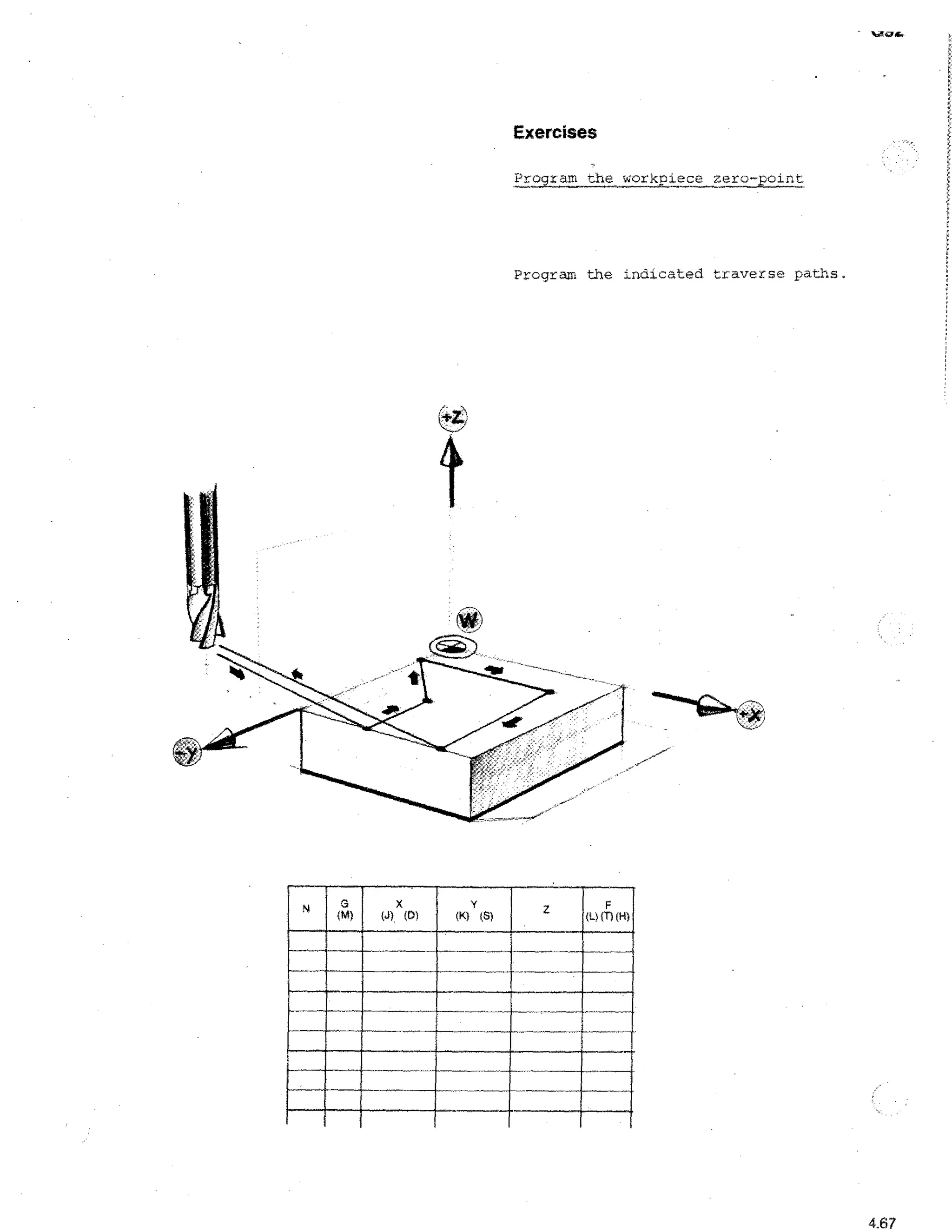 Exercises
Program the worIcp iece zero-oint

Program the :ndicated traverse paths.

4.67

 