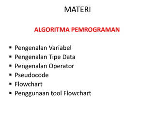 Pemrograman dasar pertemuan2 | PPTX